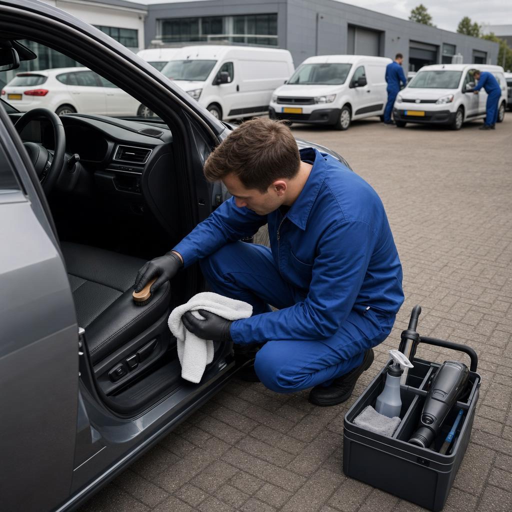 Leren autostoelen reinigen wagenpark