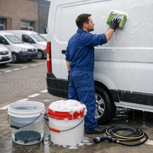 Twee-emmer-methode voor wagenpark wassen